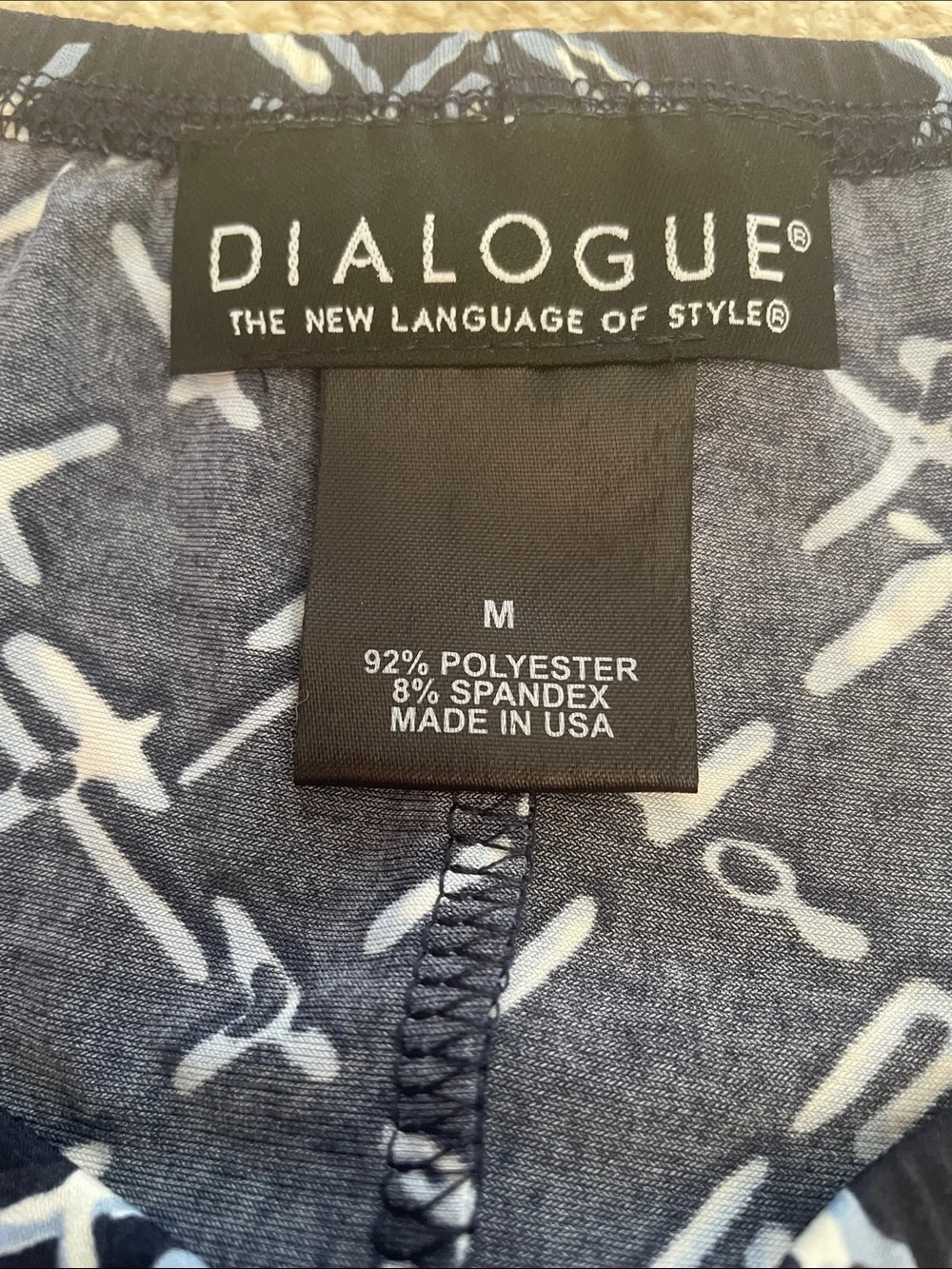 Dialogue Abstract Geometric Print Midi Skirt Ruffle Hem Navy Blue Size Medium